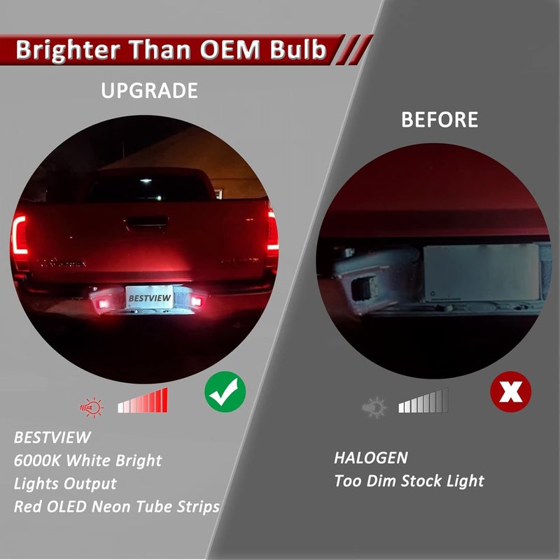 Best View LED License Plate Light Tag Lamp Assembly - Tag Lights Led with Red OLED Neon Tube - Compatible with Chevy Silverado Suburban Tahoe GMC Sierra 1500 2500 3500 HD Escalade EXT, 2 Pieces - Image 5